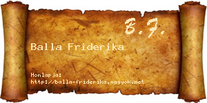 Balla Friderika névjegykártya